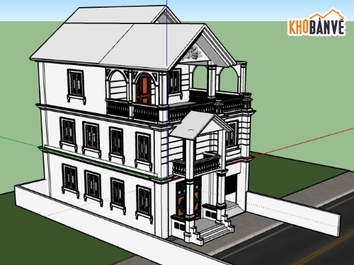 biệt thự  3 tầng,model su nhà 3 tầng,sketchup nhà 3 tầng,nhà phố 3 tầng